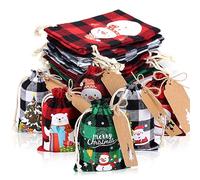 GWHOLE Advent Calendars 2025 Drawstring Bags with Rope and Tags Empty Bags for Filling DIY Make Your Own Advent Calendars for Xmas Christmas Decorations