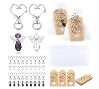 GWHOLE Angel Keyring 60pcs Wedding FavoursThank You Gifts with 20 Keychain Favor 20 Thank You Tags 20 Organza Bags, Gifts for Teacher Nurses Guests Baby Shower Wedding Christening Souvenir