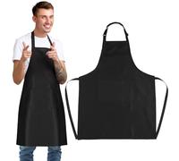 GWHOLE Apron Adjustable BBQ Black Apron with 2 Pockets for Men and Women