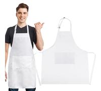 GWHOLE Apron Adjustable Chef Apron with Pockets for Men and Women Home Kitchen Baking Gardening Restaurant Coffee house BBQ（White）