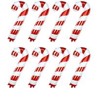 GWHOLE Candy Cane Balloons - 8 Pcs Giant Foil Christmas Balloons With Straw, Inflatable Blow Up Baubles for Party Decorations and Balloon Arch