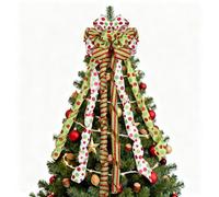 GWHOLE Christmas Tree Topper Bow Large Green Bow Christmas Tree Hanging Ornament for Tree Door Wall Fireplace Decoration 115 x 30cm