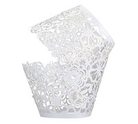 GWHOLE Cupcake Wrappers 50PCS Lace Cupcake Liners Laser Cut Cupcake Cases Filigree Wedding Cupcake Papers Muffin Cups Artistic for Birthday Party Decoration (White)