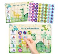 GWHOLE Magnetic Potty Training Chart with 48 Reusable Stickers Dinosaur Reward Chart for Toddler Boys Toilet Training Wipe-Clean