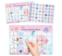 GWHOLE Magnetic Potty Training Chart with 48 Reusable Stickers Mermaids Reward Char Toilet Training,Wipe-Clean