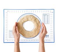 GWHOLE Non Stick Silicone Baking Mat with Measurement 40 x 60cm Large Dough Rolling Kneading Mat Non Slip Pastry Mat, Placemat, Countertop Protector for Pie/Bread/Pizza/Fondant (Blue)