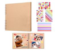 GWHOLE Scrapbook Photo Album 60 Kraft Papers Memories Photo Albums with 8 Sheets Stickers 30 Sheets Memory Book for Family Wedding Anniversary(Brown)