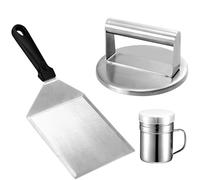 GWHOLE Smashed Burger Kit,Stainless Steel Grill Spatula, Burger Patty Press Turner,Spice Pot Burger Smasher Griddle Accessories Kit for Flat Top Griddle Grill Cooking Gift Package