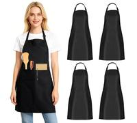 GWHOLE4 Pak Apron Adjustable Chef Apron with Pockets for Men and Women Home Kitchen Baking Gardening Restaurant Coffee house BBQ（Black）