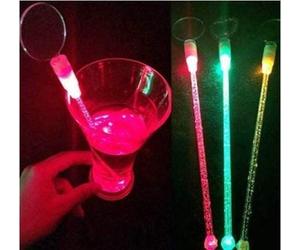 Gwill 3PCS/Pack Fashion LED Light up Bartender Sticks Milk Tea Juice Cocktail Coffee Rods Drink Decorate Bar Stirring Stick Glow Party Supplies Color Random