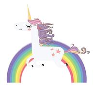 Gwill 52cm x 50 cm/20.8'' x 20'' Creative Rainbow Unicorn Wall Decal Cute Animal Pattern Art Girls Bedroom Nursery Home Colorful Decor,1PC