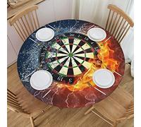 GWINDI Dart Board Round Table Cloth,Elastic Edged Polyester Fitted Table Cover for Dinner, Picnic, Party