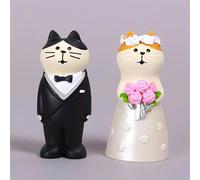 Gwindrise Wedding Cat Figurines Set - Mini Groom and Bride, Adorable Wedding Gifts for Cat Lovers, Anniversary Cake Topper Decoration, Resin Kitty Statues Table Décor