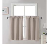 Gwine Stone Blackout Curtains for Small Window Treatment, Light Blocking Short Kitchen Window Curtains Over Sink, Rod Pocket Half Window Tiers for Bathroom Basement, Each 30" Wx36 L, 2 PCS