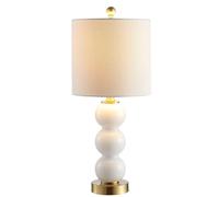 GWJKG 21 Inch Gorgeous Glass/Metal Table Lamp, Bedroom Office Bookcase, Including Suitable for Living Room, Dormitory, Office,(White/Brass Gold)