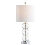 GWJKG 21 Inch Gorgeous Glass/Metal Table Lamp, Bedroom Office Bookcase, Including Suitable for Living Room, Dormitory, Office,(Clear/Chrome)