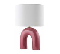 GWJKG 23.75 Inch Ceramic Table Lamp with Linen Shade Bedroom Dining Bedside Night Light Suitable for Living Room, Dormitory, Office,(Peach)
