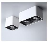 GWJKG 24W Dimmable Square Downlight COB Spot Light Ceiling Lamp IP52 Mounted Spotlight White/Black 3000K Single/Double Head