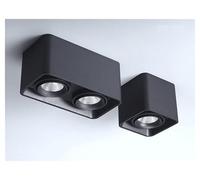 GWJKG 24W Dimmable Square Wall Downlight with COB Spot Light Single/Double Head Ceiling Lamp IP52 Mounted Spotlight in Black 6000K