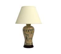 GWJKG 25" Traditional Glazed Vase Table Lamp with Fabric Lampshade Bedroom Bedside Decoration Suitable for Living Room, Dormitory, Office,(Glazed Blossom)
