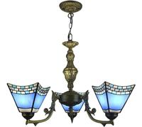 GWJKG 3-Heads Southeast Asia Stained Glass 3 Arms Chandelier Living Room Bedroom Bar Ceiling Lamp, Lighting Chandelier