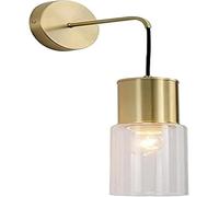 GWJKG All Copper Luxury Gold Lamp, G9 Geometric Mounted Clear Glass Lampshade, Indoor Mount Fixture, Wall Lamps & Sconces with Bedroom Lighting