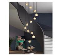 GWJKG American Loft Stairs G9 Pendant Lights Gold Luxury Metal Led Chandelier Lighting K9 Crystal Lighting Luminarias Fixtures, Lighting Chandelier