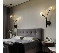 GWJKG Applique double tête for à coucher, chevet minimaliste moderne, nouvelle chambre principale, murale fond, bureau, en bois, lampe de cheve