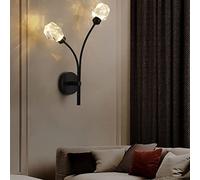 GWJKG Applique double tête for à coucher, chevet minimaliste moderne, nouvelle chambre principale, murale fond, bureau, en bois, lampe de cheve