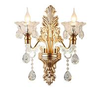 GWJKG Applique LED en alliage de cristal Double tête, lampe créative européenne moderne, bras lumineux, chambre à coucher, salon, décoration murale Appliques murales