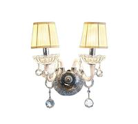 GWJKG Applique murale en cristal blanc, salon, chambre coucher, lampe de chevet à Double tête Appliques murales