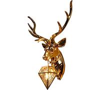 GWJKG Applique tête de cerf américaine résine, Fixe Murale, Salon, Chambre à Coucher, Mode créative, Abat-Jour Diamant, Lampe en Bois Appliques murales (Size : Small)