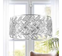 GWJKG Black Crystal Chandelier 6-Lights Crystal Pendant Light Large 18 Inches Drum Semi Flush Mount Ceiling Lights for Dining Room Living Room Kitchen Closet(Large Pattern Chrom)