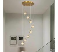 GWJKG Chandelier Ceiling Lamp 8/10 Glass Balls Spiral Chandelier Stair Long Chandelier Duplex Building Large Chandelier Living Room Villa Hollow Stair Light Long Pendant Light,10 Heads(10 Heads)
