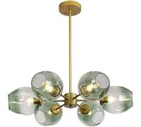 GWJKG Chandelier Ceiling Lamp Fashion Chandelier Handblown Glass Sphere During Lighting,Mid-Century Branch Chandelier, Nordic Chandelier,E27 Ceiling Light-Glare Cover 6 Head(Green Lampshade
