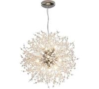 GWJKG Chandelier Ceiling Lamp Globe Crystal Chandelier LED Electroplated Firework Pendant Light G9 Base Dandelion Hanging Lamp for Living Room Restaurant,Gold-12Heads65cm(Chrome+warmlight,12Head