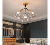 GWJKG Clear Glass Bubble Chandelier Cluster Globes Semi Flush Mount Ceiling Light Mid Century Pendant Chandelier for Dining Room Living Room Bedroom Kitchen Island Farmhouse Foyer