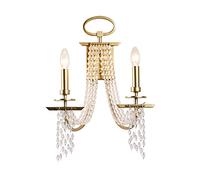 GWJKG Crystal Applique Art Déco Salon, Creative Double Head Bedside Lamp Gold Finish Wall Light