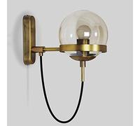 GWJKG E-dison sconces Metal European Creative Iron Lamp Contemporary Hanging Sconce with Clear Globe Glass Shade in Warm Brass,Indoor Wall Light