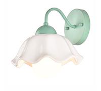GWJKG French Country Style Flower Shape Ceramic Lamp for Indoor Bedroom Living Dining Room Hallway Kitchen Wall Victoria (Color: Green)