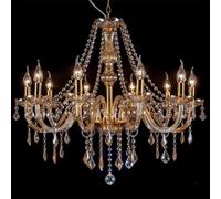 GWJKG French Crystal Chandeliers for Dining Room 6-Light Empire Candle Chandeliers Amber Glass Vintage Antique Chandelier Large Ceiling Pendant Light for Bedroom Living Room Kitchen Island(10-Light)
