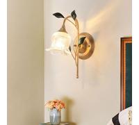 GWJKG Glass flower French retro lamp socket country style Light antique farmhouse wall suitable for bedroom bedside living room corridor Interior decorative (2PC)