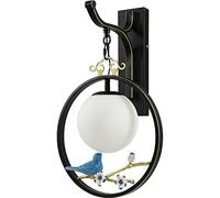 GWJKG Handcrafted Iron Art Lamp, Chinese Style, Floral and Bird Ceramic Wall Decorative Lamp (Color: B)