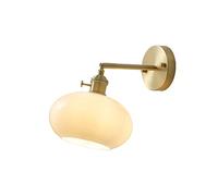 GWJKG laiton, lampe chevet chaleureuse dans le salon la chambre à coucher, applique murale boule de verre en bois Appliques murales