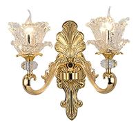 GWJKG Lampe à deux têtes style européen moderne alliage zinc abat-jour en forme de fleur sculptée Éclairage décoratif créatif Applique Appliques murale
