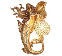 GWJKG Lampe européenne Antique résine fer boule de cristal abat-jour créatif rétro salon chambre éclairage applique murale (doré) Appliques murales (Color : A)