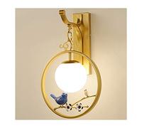 GWJKG Lampe fer forgé, nouveau Style chinois, décoration de fleurs d'oiseaux en céramique, applique murale créative Appliques murales (Color : B)