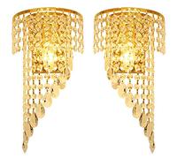 GWJKG Lampe LED de style européen acier inoxydable, applique murale for chambre à coucher, salon, éclairage décoratif créatif en cristal (2 pièces) Appliques murales
