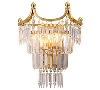 GWJKG Lampe Lumière De Luxe Style Européen Cuivre Cristal Salon Fond Créative Français Chambre Décoration Murale Applique Appliques murales