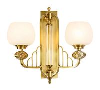 GWJKG Lampe Moderne Chinoise Double Tête LED en Cuivre Fond Chambre à Coucher Éclairage Décoratif Applique Murale (Source de Lumière 2) Appliques murales